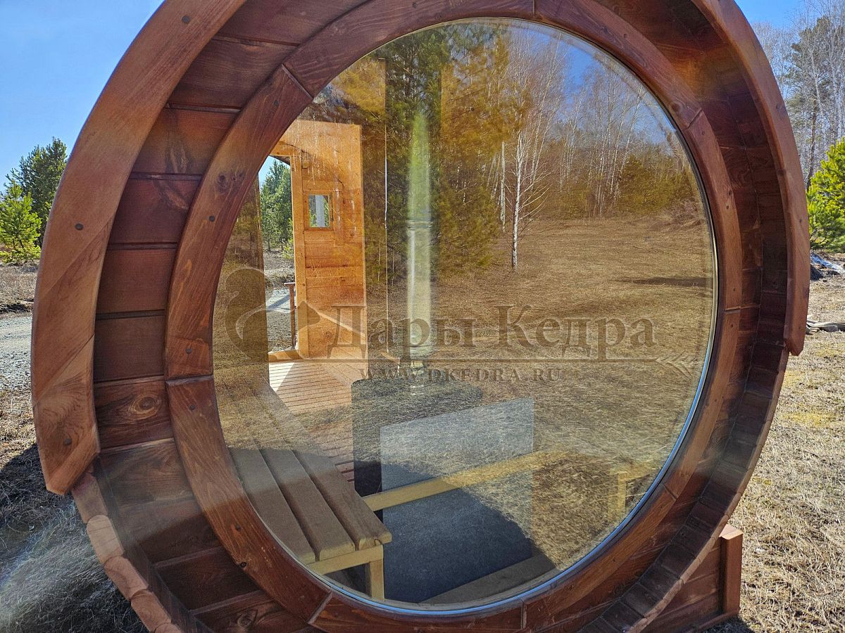 Баня-бочка «Орео» с панорамным окном